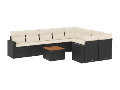 Set di mobili da esterno in vimini intrecciato in resina nera