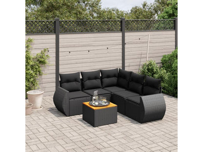 Set di mobili da esterno in vimini intrecciato in resina nera