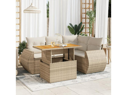 Set di mobili da esterno in vimini intrecciato in resina beige