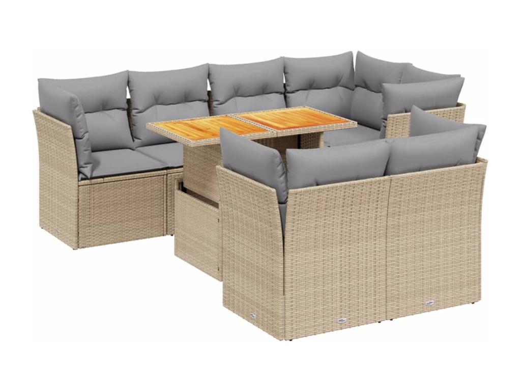 Set di mobili da esterno in vimini intrecciato in resina beige