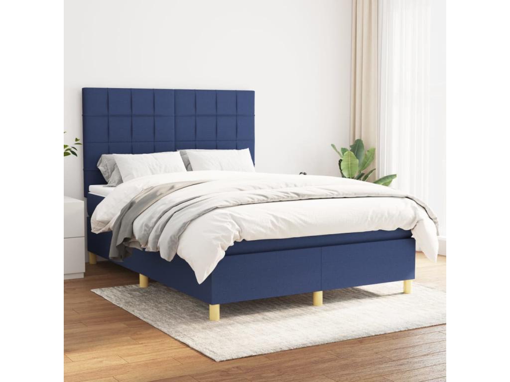 Struttura letto in tessuto blu, 140 x 190 cm