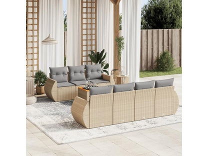 Set di mobili da esterno in vimini intrecciato in resina beige