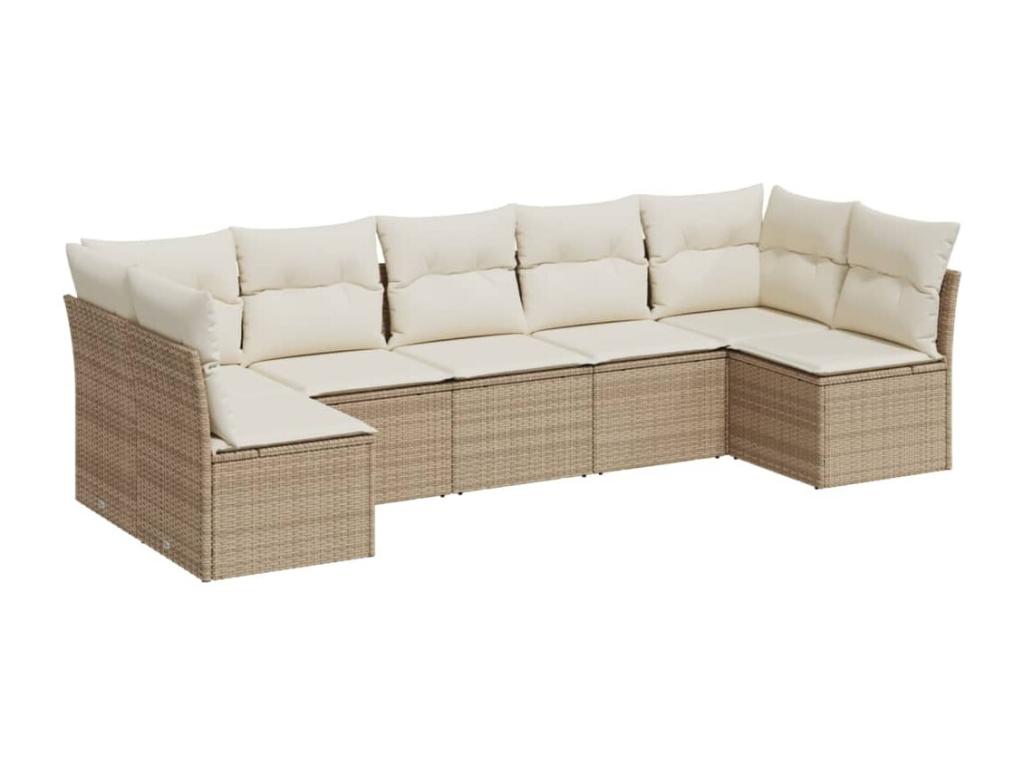 Set di mobili da esterno in vimini intrecciato in resina beige