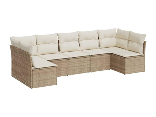 Set di mobili da esterno in vimini intrecciato in resina beige