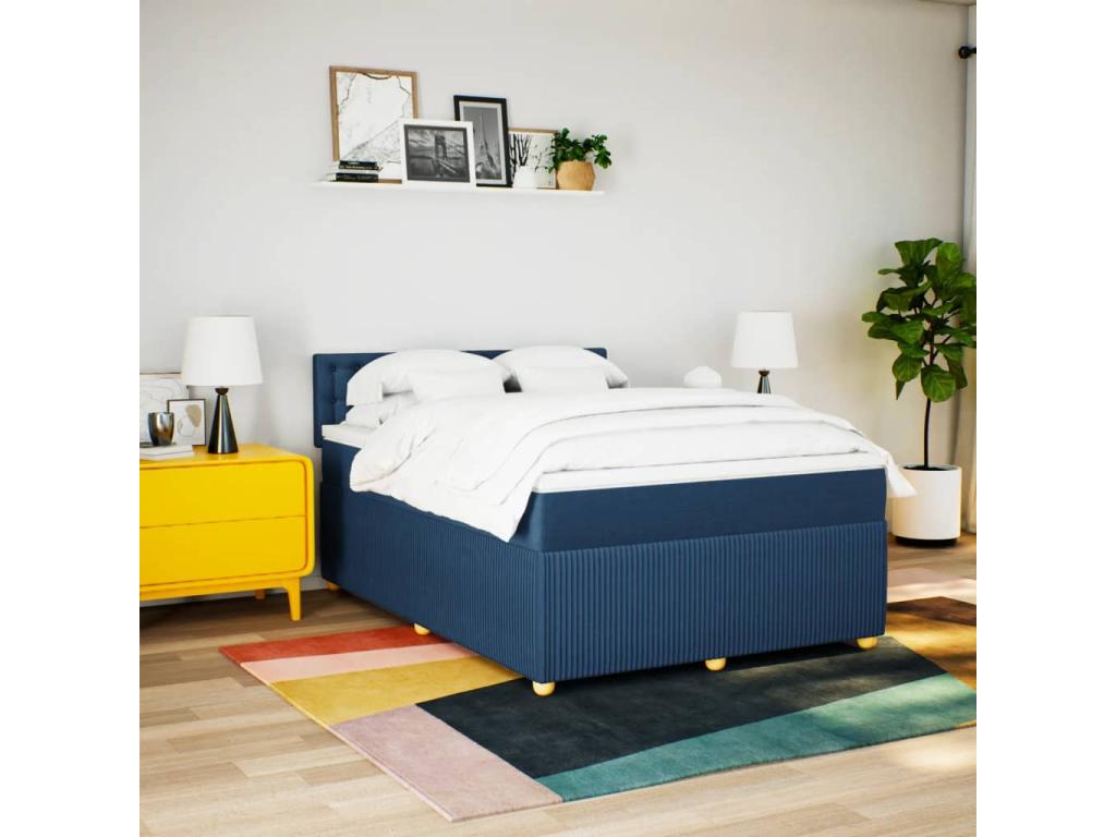 Struttura letto in tessuto blu, 140 x 200 cm