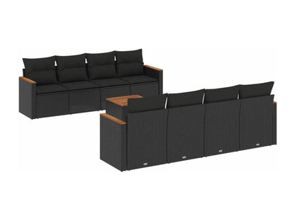 Set di mobili da esterno in vimini intrecciato in resina nera