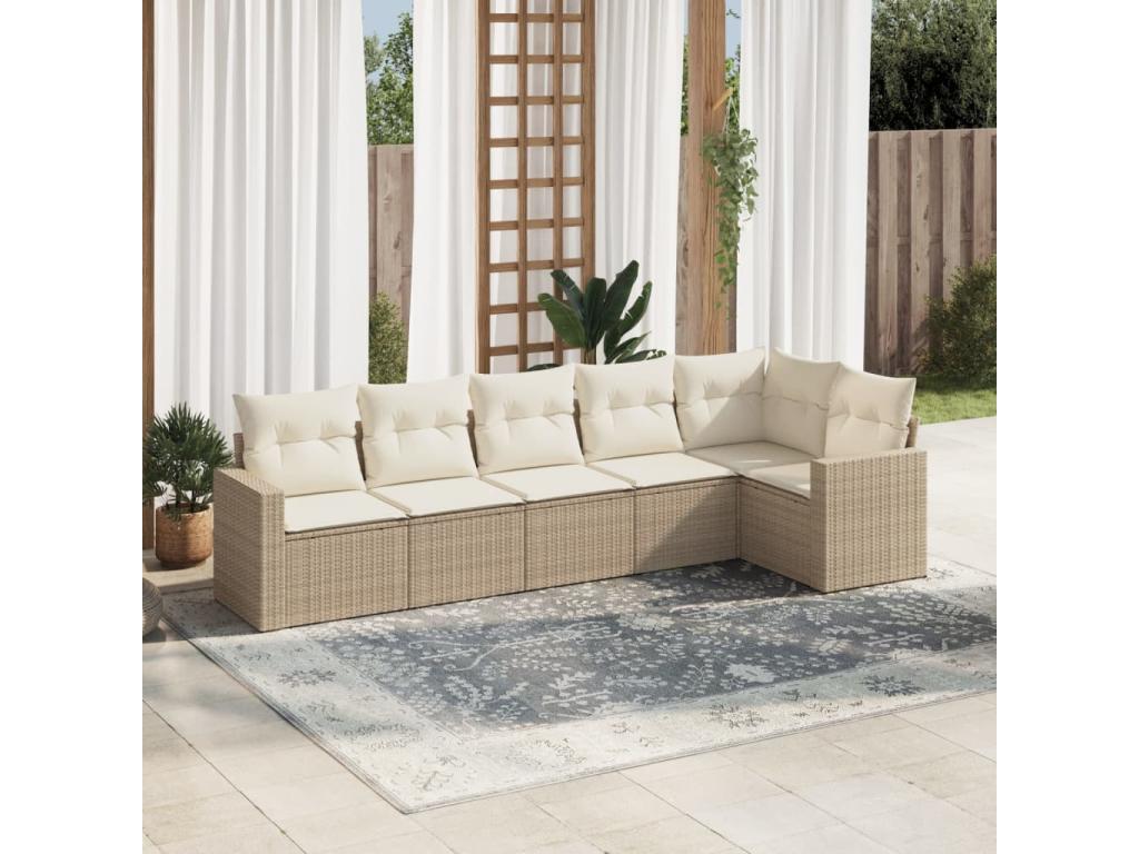 Set di mobili da esterno in vimini intrecciato in resina beige