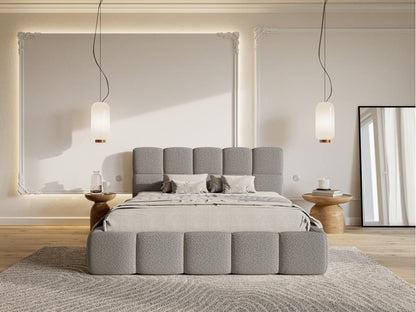 Struttura letto in tessuto bouclé grigio, 160 x 200 cm