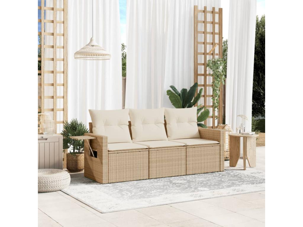Set di mobili da esterno in vimini intrecciato in resina beige