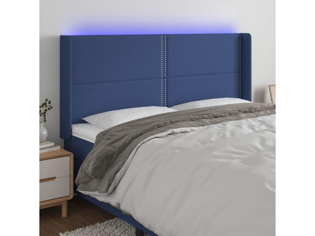 Struttura letto in tessuto blu, 183 x 16 x 118 cm