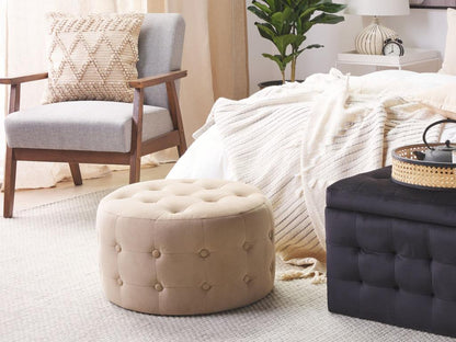 Pouf in velluto beige