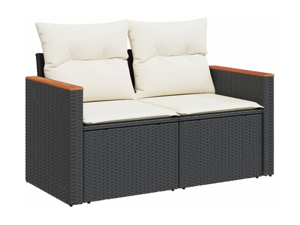 Set di mobili da esterno in vimini intrecciato in resina nera