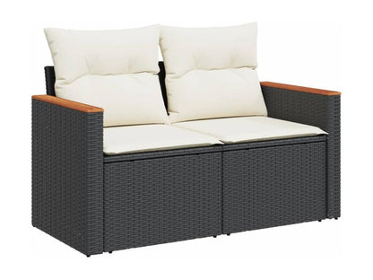 Set di mobili da esterno in vimini intrecciato in resina nera