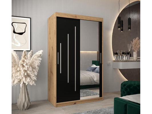 Armadio nero a 2 ante, 120 x 62 x 200 cm