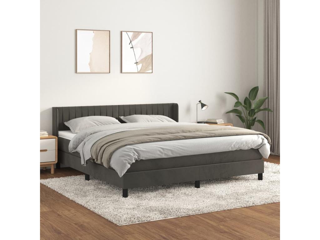 Struttura letto in velluto grigio, 160 x 200 cm