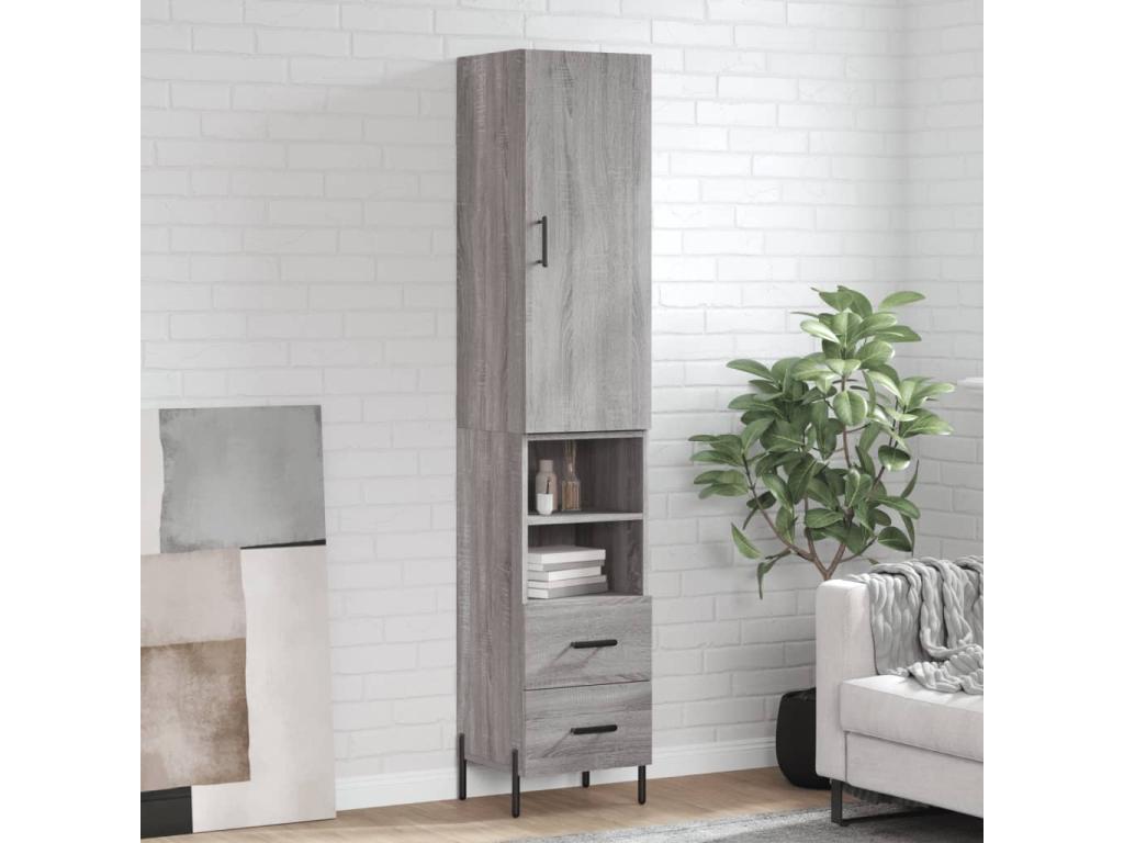 Credenza in legno ingegnerizzato grigio, 34,5 x 34 x 180 cm