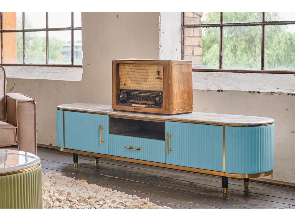 Credenza in similpelle blu
