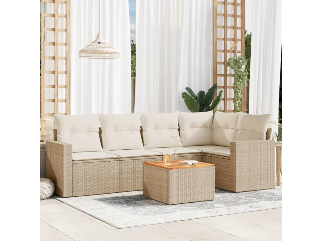 Set di mobili da esterno in vimini intrecciato in resina beige