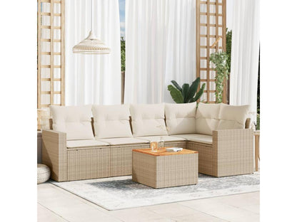 Set di mobili da esterno in vimini intrecciato in resina beige