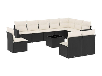 Set di mobili da esterno in vimini intrecciato in resina nera