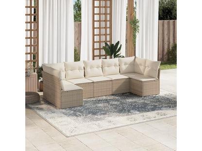Set di mobili da esterno in vimini intrecciato in resina beige