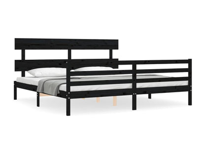 Struttura letto in legno massello nero, 200 x 200 cm