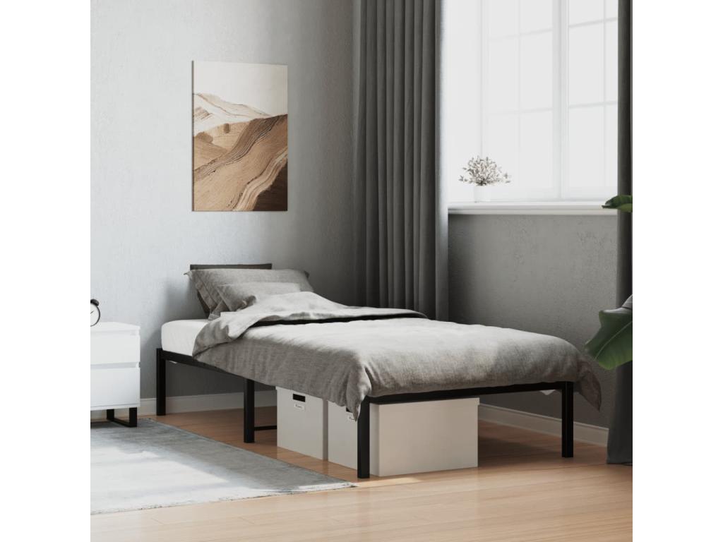Struttura letto in metallo nero, 90 x 200 cm