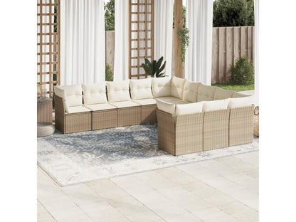 Set di mobili da esterno in vimini intrecciato in resina beige