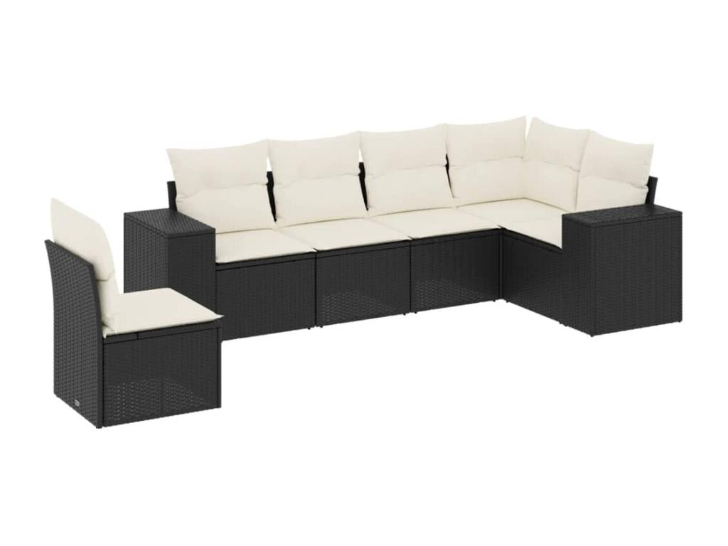 Set di mobili da esterno in vimini intrecciato in resina nera