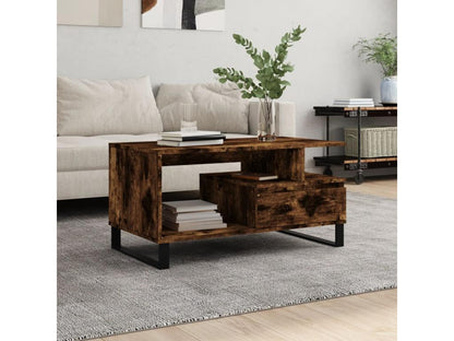 Tavolino da caffè in legno ingegnerizzato naturale, 90 x 49 x 45 cm