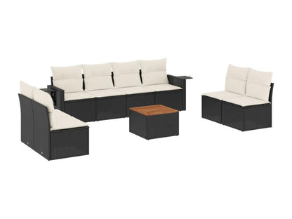 Set di mobili da esterno in vimini intrecciato in resina nera