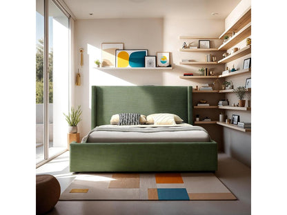Struttura letto in velluto verde, 180 x 200 cm