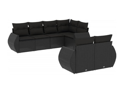 Set di mobili da esterno in vimini intrecciato in resina nera