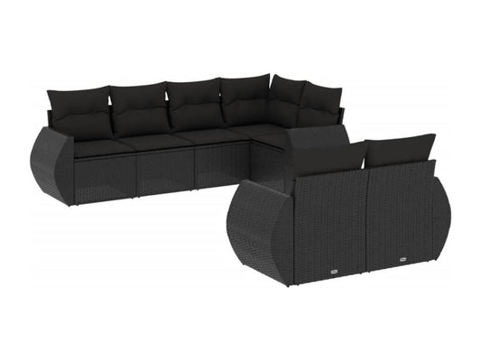 Set di mobili da esterno in vimini intrecciato in resina nera