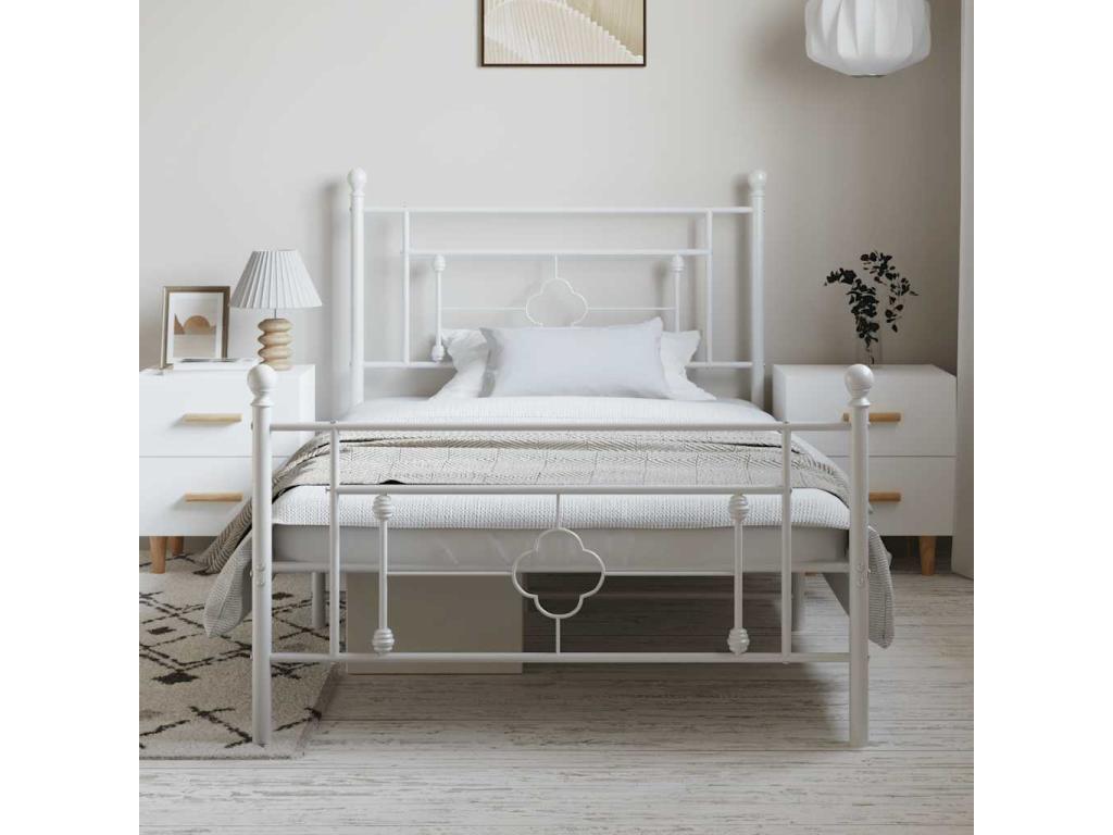 Struttura letto in metallo bianco, 100 x 200 cm