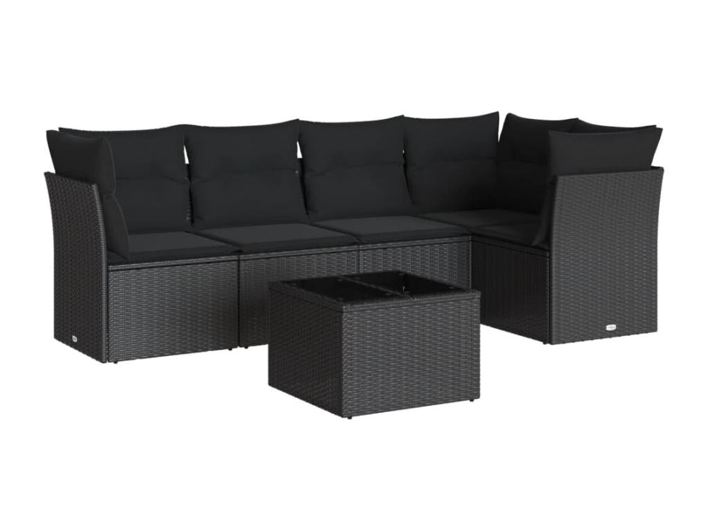 Set di mobili da esterno in vimini intrecciato in resina nera