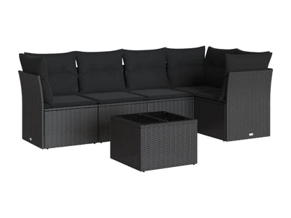 Set di mobili da esterno in vimini intrecciato in resina nera
