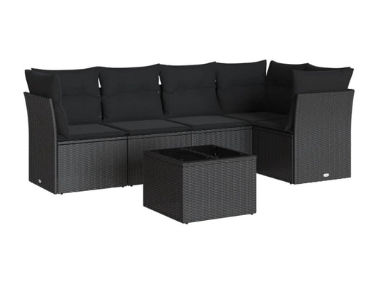 Set di mobili da esterno in vimini intrecciato in resina nera