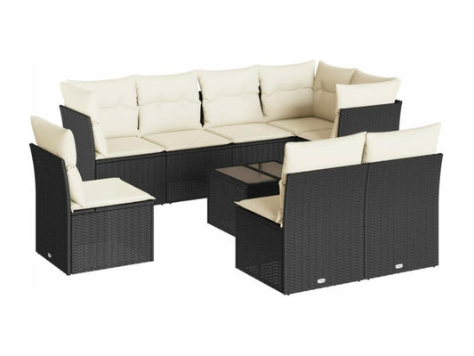 Set di mobili da esterno in vimini intrecciato in resina nera