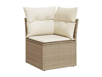 Set di mobili da esterno in vimini intrecciato in resina beige
