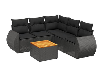 Set di mobili da esterno in vimini intrecciato in resina nera
