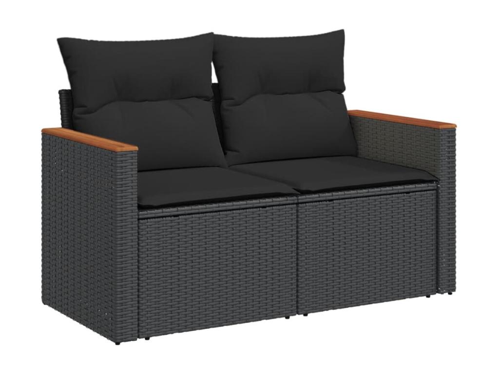 Set di mobili da esterno in vimini intrecciato in resina nera