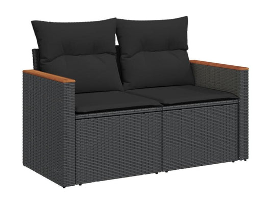 Set di mobili da esterno in vimini intrecciato in resina nera