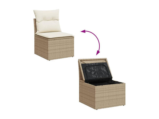 Set di mobili da esterno in vimini intrecciato in resina beige