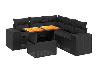 Set di mobili da esterno in vimini intrecciato in resina nera