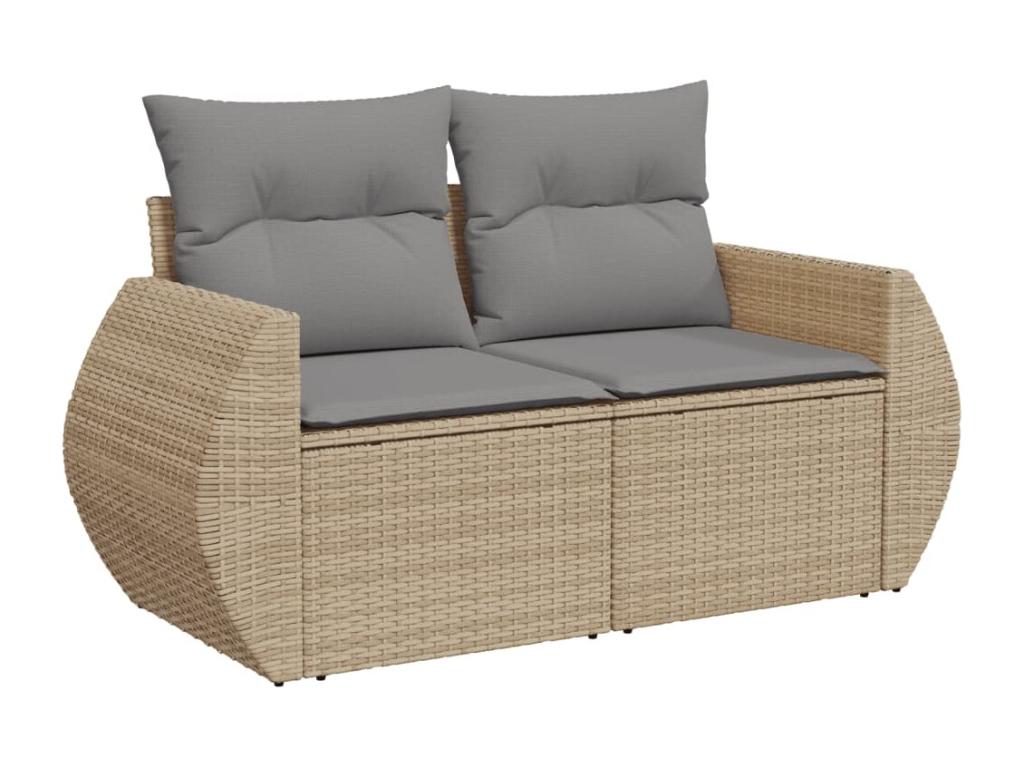 Set di mobili da esterno in vimini intrecciato in resina beige