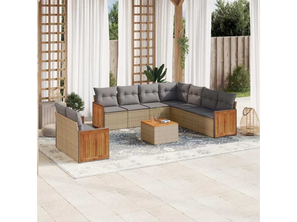 Set di mobili da esterno in vimini intrecciato in resina beige