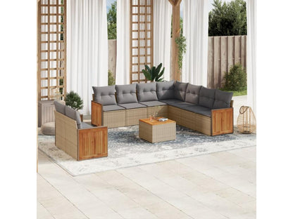 Set di mobili da esterno in vimini intrecciato in resina beige