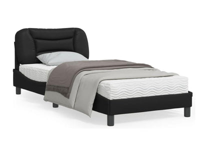 Struttura letto in similpelle nera, 90 x 190 cm