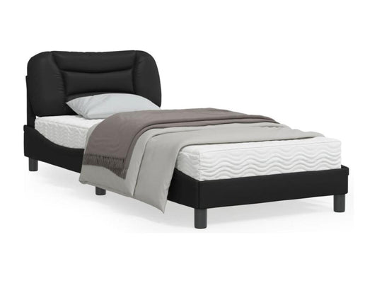 Struttura letto in similpelle nera, 90 x 190 cm